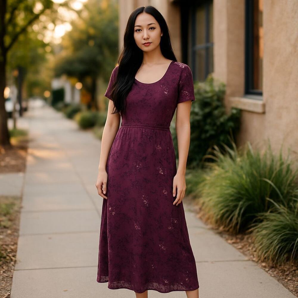 Vintage Dark Romance Fairy Goth Floral Maxi Dress‎ Size 10 Purple Y2K 90s Witch